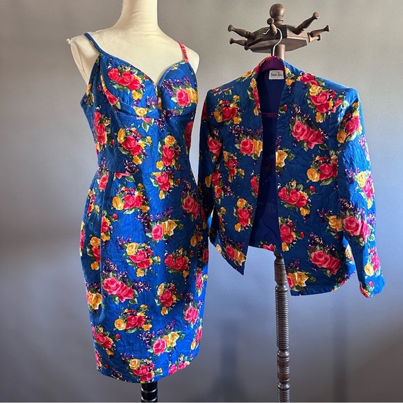 Neiman Marcus Dresses & Skirts - Neiman Marcus Andrea Odicini Two Piece Dress and Jacket Set Floral Italian